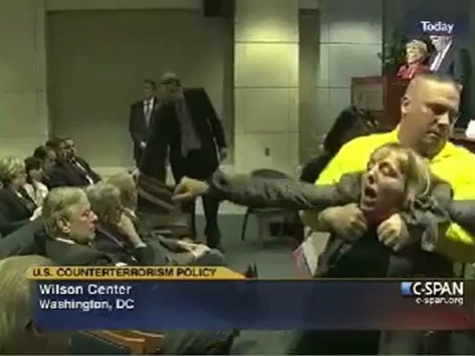 Code pink challenges john brennan on us drone warfare