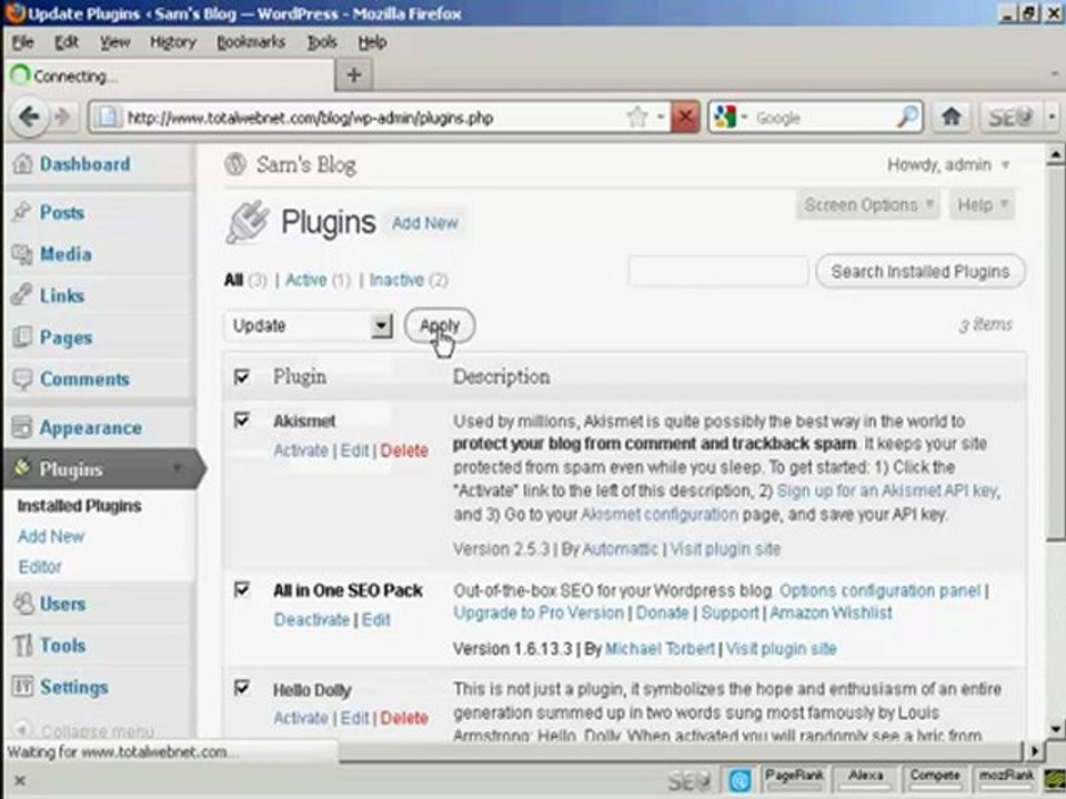 Word Press - How to Upgrade or Delete Plugins Automatically