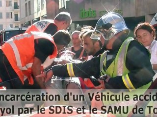 Désincarcération d'un Véhicule accidenté à Mayol par le SDIS et le SAMU de Toulon