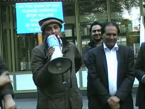 Asim Khan's (President PTI London) speach at protest against drone attacks in pakistan outside US Embassey in London