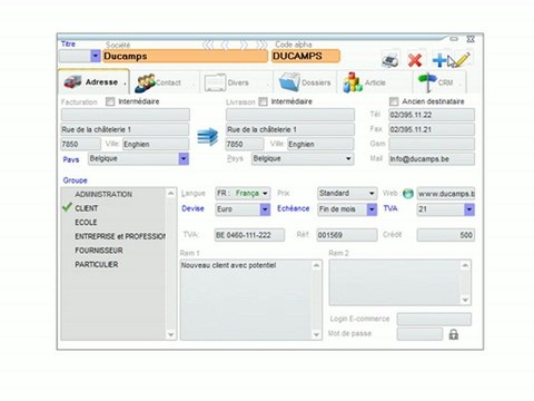 CRM - Optimizze: Edition d'un client / fournisseur / prospect - ERP - v16