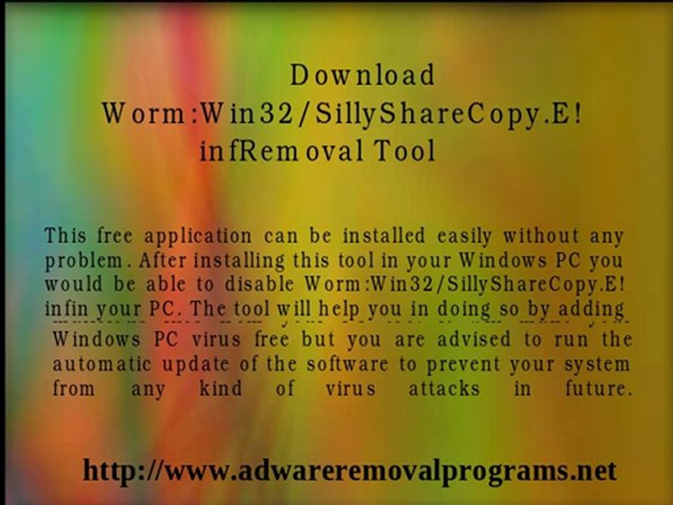 Uninstall Worm:Win32/SillyShareCopy.E!inf:Simple Steps