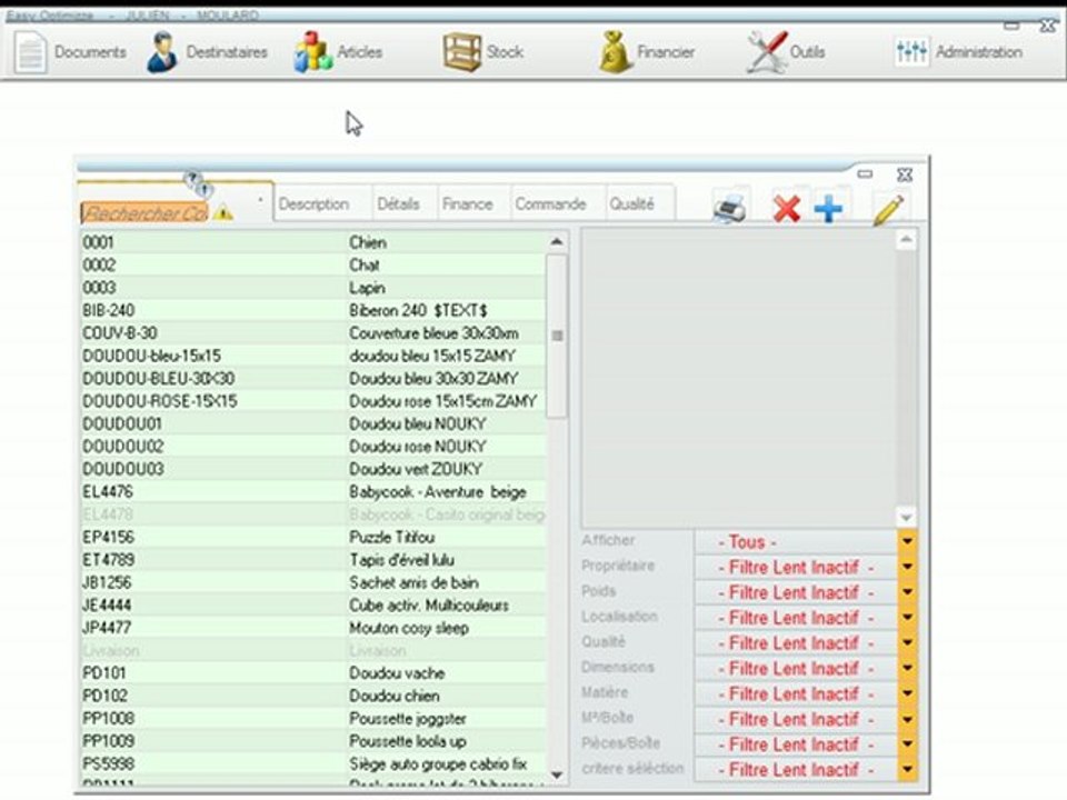 Articles - Optimizze: Edition d'une famille - ERP - v16