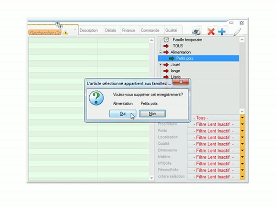 Articles - Optimizze: Suppression d'une famille - ERP - v16