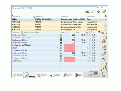 Documents - Optimizze: Insertion d'une ligne - ERP - v16