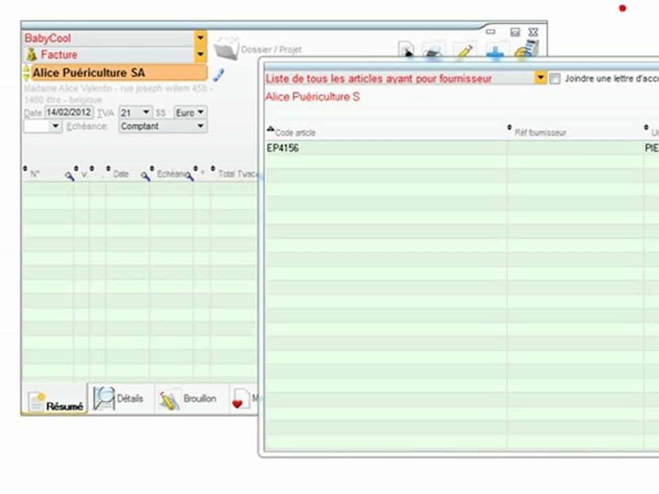 Documents - Optimizze: Recherche d'articles fournis par un client / fournisseur / prospect - ERP - v16