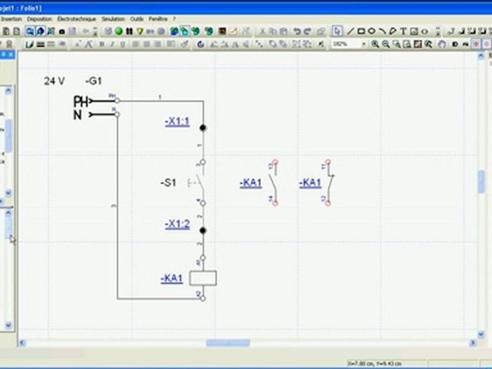 automation studio utilisation d'un relais avec deux voyants et un bornier