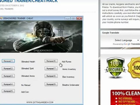 DISHONORED TRAINER/CHEAT/HACK BY EXTRAGAMEBOX.COM