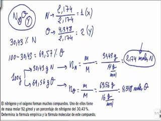 Quimica 1º bachillerato fórmula empírica y molecular ejercicio 3