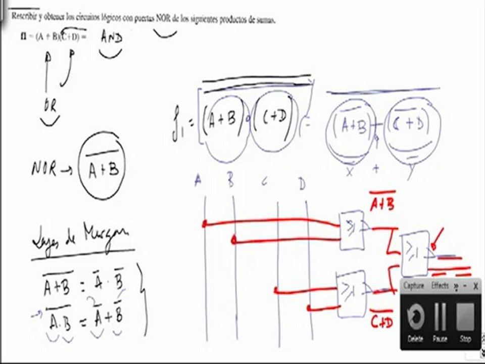 Electronica escribir y obtener los circuitos logicos solo con puertas NOR