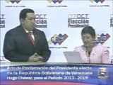 (Vídeo) Presidente Chávez fue proclamado por el CNE como presidente de la República (2013-2019)