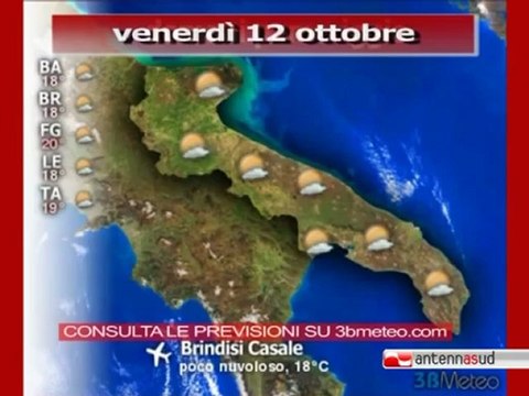 Previsioni del tempo, venerdì 12 ottobre