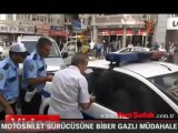 Motosiklet sürücüsüne biber gazlı müdahale