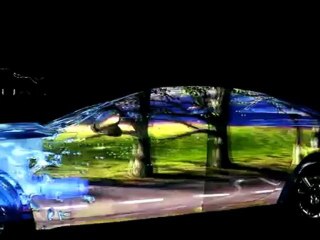 3D Mapping on a transparent Jaguar car Full HD - Open Road Sequence
