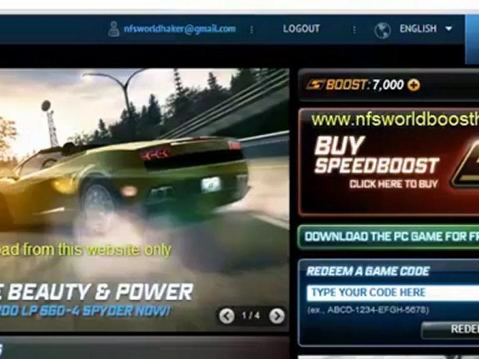 Need for Speed World boost hack | FREE Download - October 2012 Update