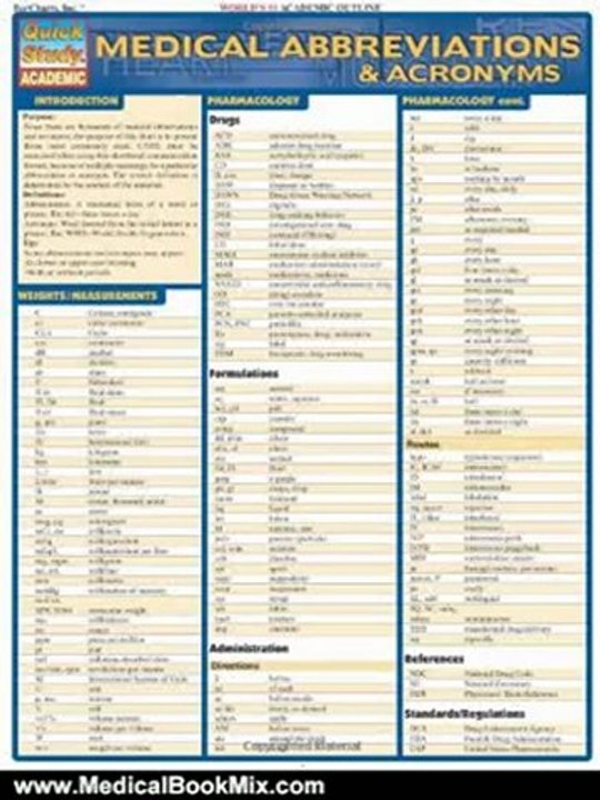 Medical Book Review: Medical Abbreviations & Acronyms (Quick Study Academic) by Inc. BarCharts