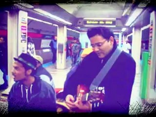 Richard Playing Guitar at Chicago Blue Line Railway Station USA