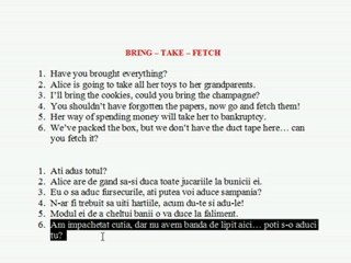 BRING-FETCH-TAKE in propozitii