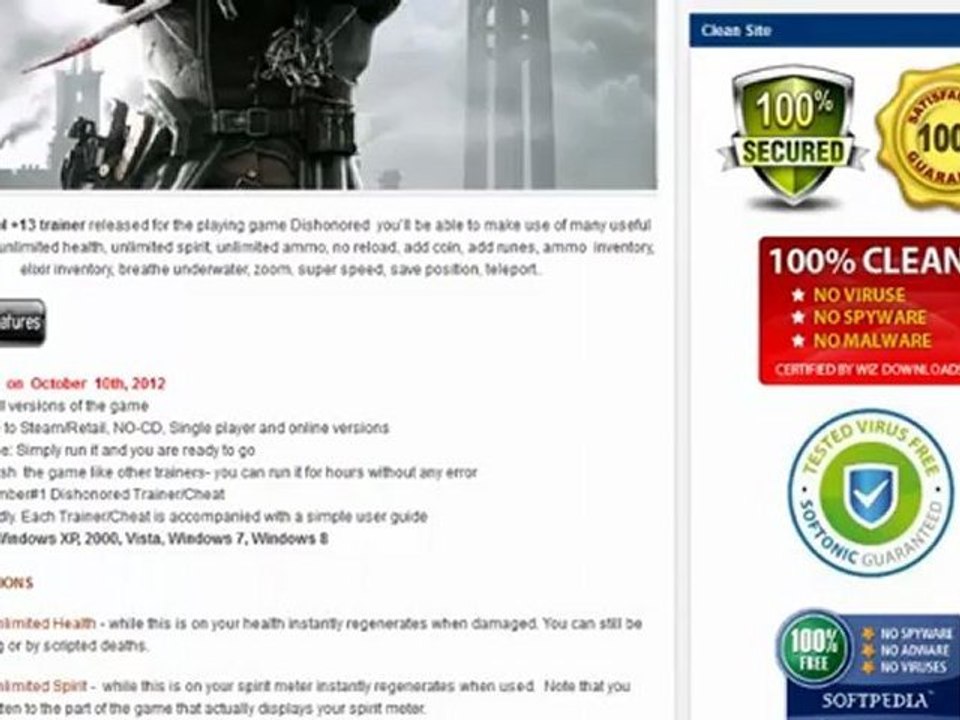 Dishonered Trainer Cheat Hack download