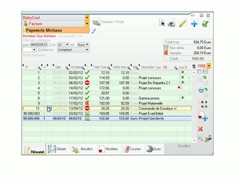 Documents - Optimizze: Onglet résumé - ERP - v16