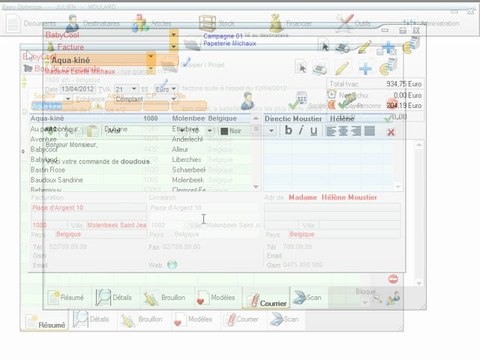 Documents - Optimizze: Onglet courrier - ERP - v16