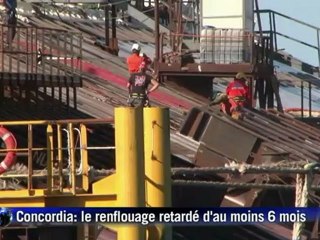 Le renflouage de l'épave du Concordia retardé d'au moins 6 mois