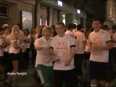ITV Anglia News Norwich Student pub crawl & Dead Soldier Darren Chant