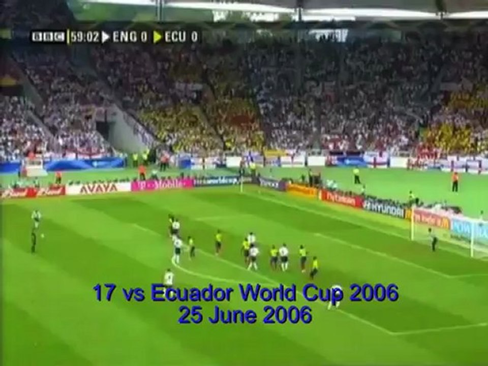 David Beckham's 17 goals for England