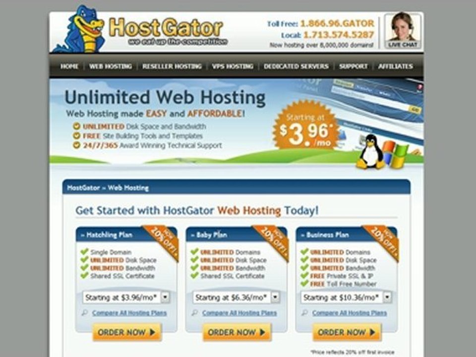 Hostgater - Web Hosting Coupon Code: GATORCENTS