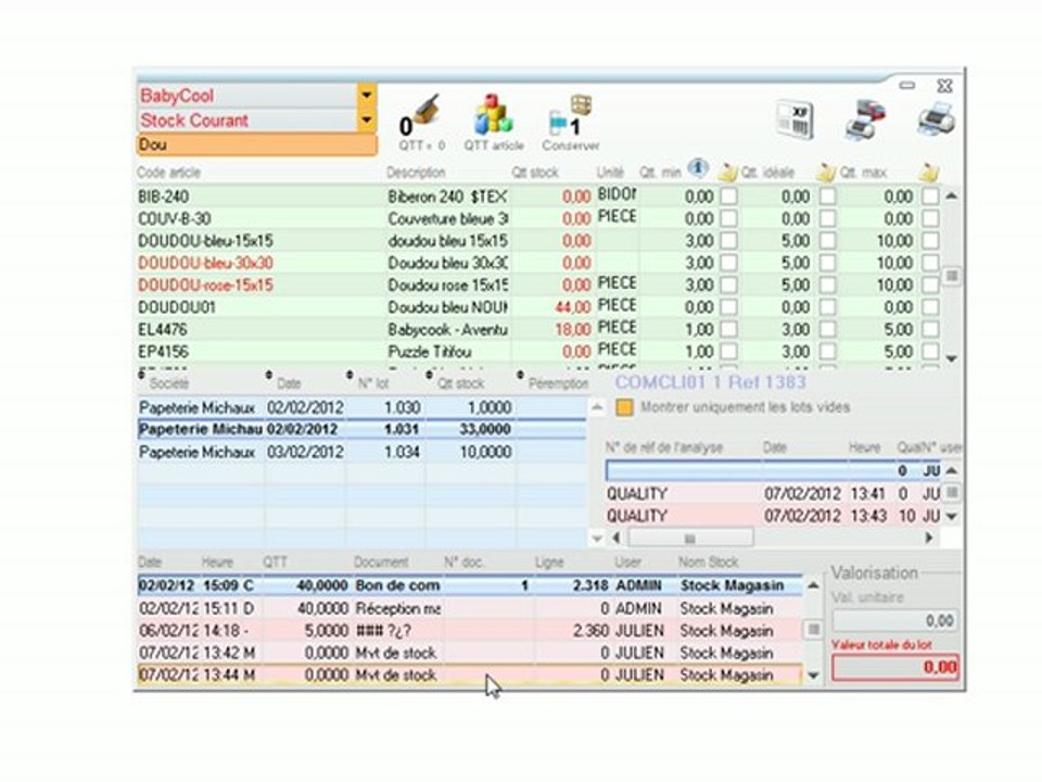 Stocks - Optimizze: Rechercher un article - ERP - v16