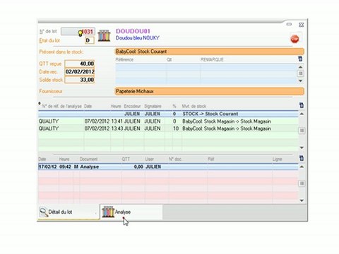 Stocks - Optimizze: Transfert d'un lot d'un stock vers un autre - ERP - v16