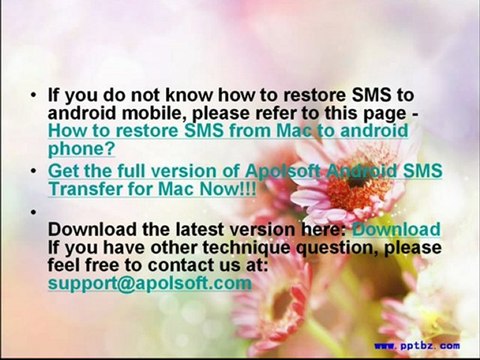 Backup Android SMS for Samsung Android phones to mac