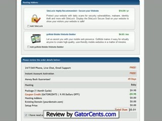 Hostgator Free - Web Hosting Coupon Code: GATORCENTS