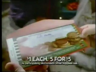 McDonalds Christmas Gift Certificate 1985