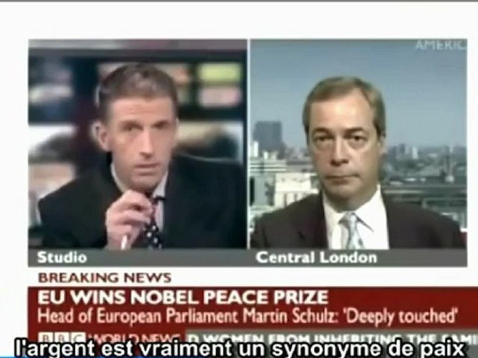 Nigel Farage: Le Prix Nobel de la paix attribué à l’Union Européenne est un non-sens