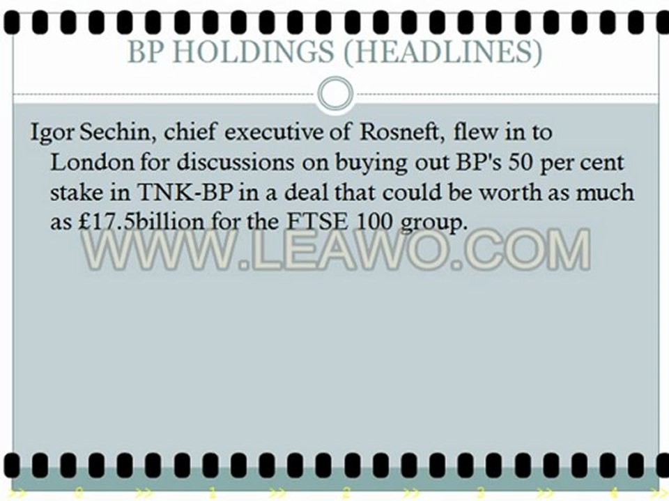ROSNEFT IS POISED TO BUY BP'S HOLDINGS IN RUSSIA by BP Holdings