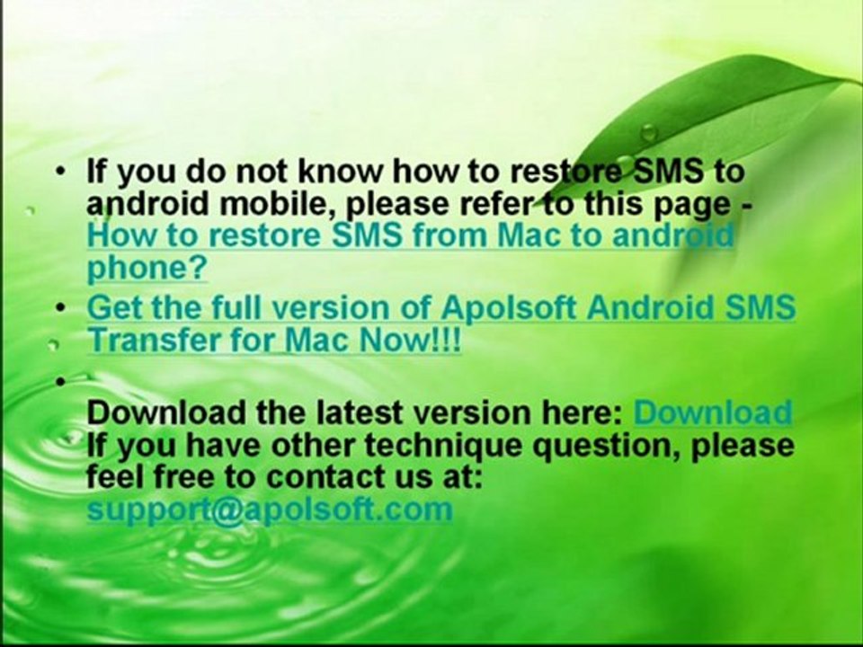 How to Transfer SMS from Android Phones to mac for Free
