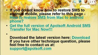 Transfer SMS from Android to mac for backup