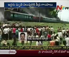 Train catches fire in gulbarga, 2 died