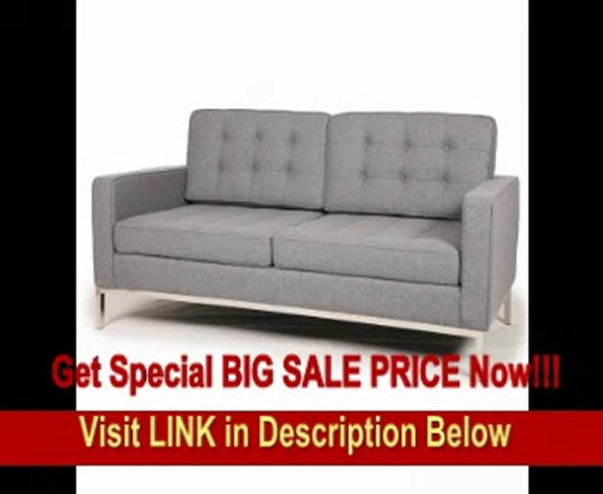 Kardiel Florence Knoll Style Loveseat, Cadet Grey Tweed Cashmere Wool FOR SALE