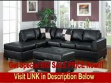 BEST BUY 3pc Sectional Sofa with Reversible Chaise and Ottoman in Black Bonded Leather Match