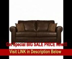 BEST BUY Handy Living OXF1-S6-DAB88 Oxford Transitional Rolled Arm Renu Leather Sofa, Brown With 2 Decorative Paisley Throw Pillows