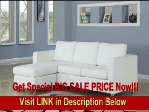 SPECIAL DISCOUNT San Francisco Leatherette Convertible Sectional Sofa and Ottoman in White