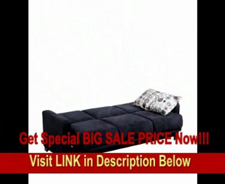 Handy Living CAC1-S8-AAA19 Cabo Living Room Convert-A-Couch Microfiber Sleeper Sofa, Black With 2 Decorative Black Circles Throw Pillows FOR SALE