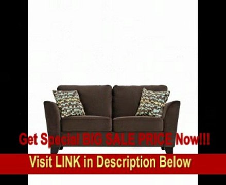 BEST PRICE Handy Living GEN1-S10-AAV87 Geneva Transitional Flared Arm Velvet Microfiber Sofa, Chocolate with 2 Decorative Orbit Brown And Blue Throw Pillows