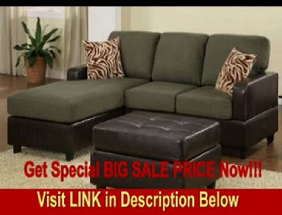 BEST BUY 3pc Sectional Sofa Set with Reversible Chaise and Ottoman in Sage