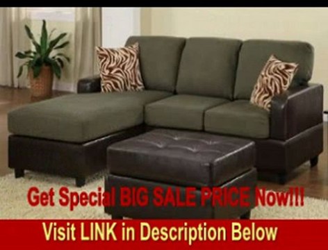 BEST BUY 3pc Sectional Sofa Set with Reversible Chaise and Ottoman in Sage
