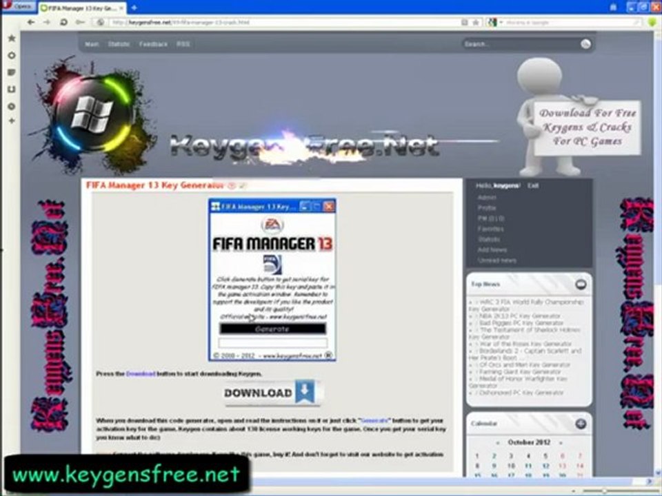 FIFA Manager 13 Keygen Crack For PC + Torrent (FREE Download)