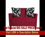 angelo:HOME Sutton Loveseat with 2 Black-and-White Vine-Patterned Pillows, Cherry Red REVIEW