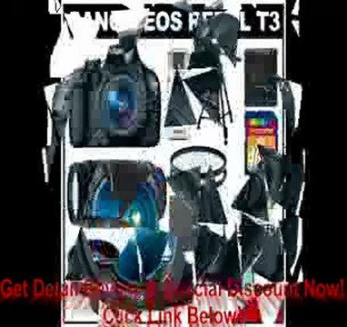 BEST BUY Canon EOS Rebel T3 Digital SLR Camera Body & EF-S 18-55mm IS II Lens with 75-300mm III Lens + 16GB Card + .45x Wide Angle & 2x Telephoto Lenses + Battery + (2) Filters + Tripod + Accessory Kit